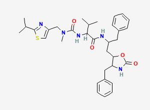 Two-dimensional chemical structure of Ritonavir EP Impurity L/ Ritonavir BP Impurity L/ Oxazolidinone Ritonavir/ Desthiazolylmethyl Ritonavir, CAS 256328-82-2