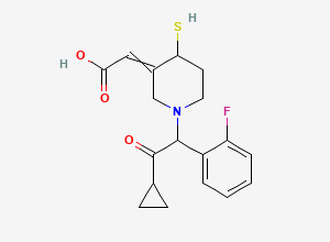 Two-dimensional chemical structure of (Z)-2-(1-(2-cyclopropyl-1-(2-fluorophenyl)-2-oxoethyl)-4-mercaptopiperidin-3-ylidene)acetic acid