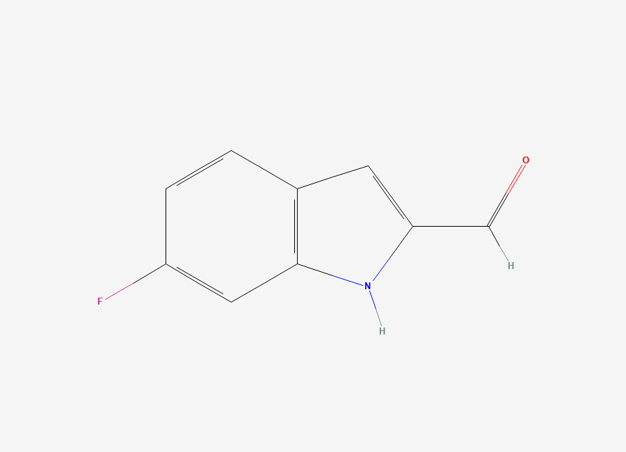 Two-dimensional chemical structure of 6-fluoro-1H-indole-2-carbaldehyde