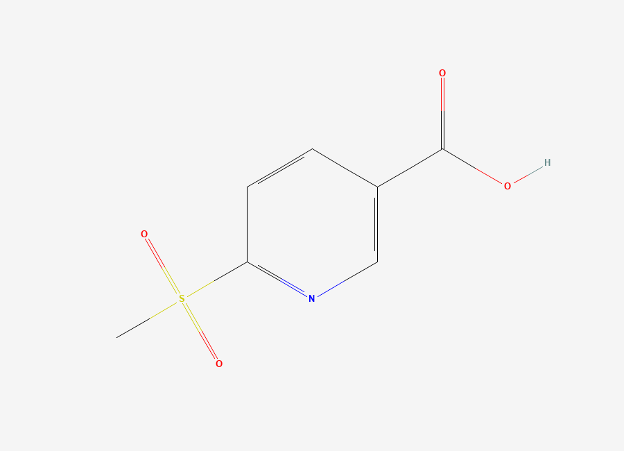 Two-dimensional chemical structure of 6-Methanesulfonylpyridine-3-carboxylic acid