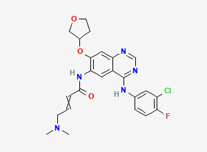 Two-dimensional chemical structure of N-[4-(3-chloro-4-fluoroanilino)-7-(3-oxolanyloxy)-6-quinazolinyl]-4-(dimethylamino)-2-butenamide