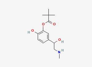 Two-dimensional chemical structure of 2-Hydroxy-5-(1-hydroxy-2-(methylamino)ethyl)phenyl pivalate
