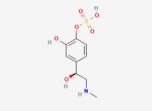 Two-dimensional chemical structure of (S)-2-hydroxy-4-(1-hydroxy-2-(methylamino)ethyl)phenyl hydrogen sulfate, CAS 2733229-72-4