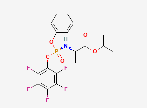 Two-dimensional chemical structure of L-Alanine, N-((S)-(2,3,4,5,6-pentafluorophenoxy)phenoxyphosphinyl)-, 1-methylethyl ester