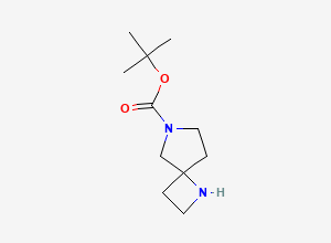 Two-dimensional chemical structure of tert-Butyl 1,6-diazaspiro[3.4]octane-6-carboxylate