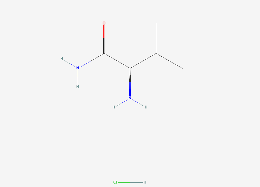 Two-dimensional chemical structure of (2R)-2-amino-3-methylbutanamide hydrochloride