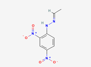 Two-dimensional chemical structure of Acetaldehyde 2,4-Dinitrophenylhydrazone / Ethanal-2,4-dinitrophenylhydrazone, CAS 1019-57-4