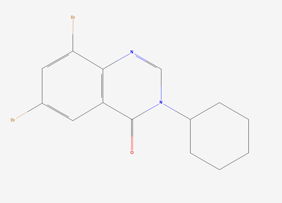 Two-dimensional chemical structure of 6,8-Dibromo-3-cyclohexylquinazolin-4(3H)-one