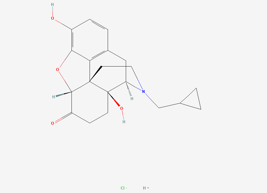 Two-dimensional chemical structure of Naltrexone Hydrochloride, CAS 16676-29-2