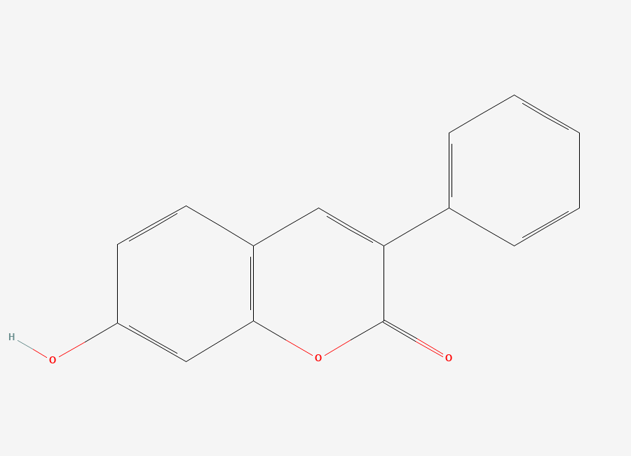Two-dimensional chemical structure of 7-hydroxy-3-phenyl-2H-chromen-2-one
