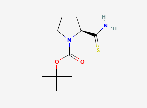 Two-dimensional chemical structure of tert-Butyl (2S)-2-carbamothioylpyrrolidine-1-carboxylate