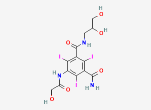 Two-dimensional chemical structure of N-(2,3-dihydroxypropyl)-5-(2-hydroxyacetamido)-2,4,6-triiodoisophthalamide, CAS 134768-83-5