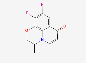 Two-dimensional chemical structure of 9,10-Difluoro-3-methyl-2,3-dihydro-7H-[1,4]oxazino[2,3,4-ij]quinolin-7-one