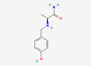 Two-dimensional chemical structure of 2-((4-hydroxybenzyl)amino)propanamide, CAS 1843368-38-6