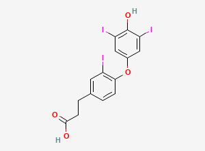 Two-dimensional chemical structure of 3-(4-(4-hydroxy-3,5-diiodophenoxy)-3-iodophenyl)propanoic acid, CAS 3914-31-6