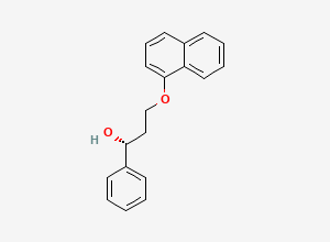 Two-dimensional chemical structure of Dapoxetine Hydroxy Impurity / (R)-3-(Naphthalen-1-yloxy)-1-phenylpropan-1-ol, CAS 156453-53-1