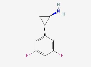 Two-dimensional chemical structure of (1R,2S)-2-(3,5-Difluorophenyl)cyclopropanamine, CAS 220352-50-1
