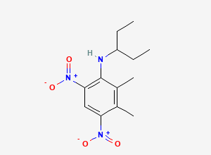 Two-dimensional chemical structure of N-(1-Ethylpropyl)- 2, 3-dimethyl-4, 6-dinitro-Benzenamine, CAS 2724543-66-0