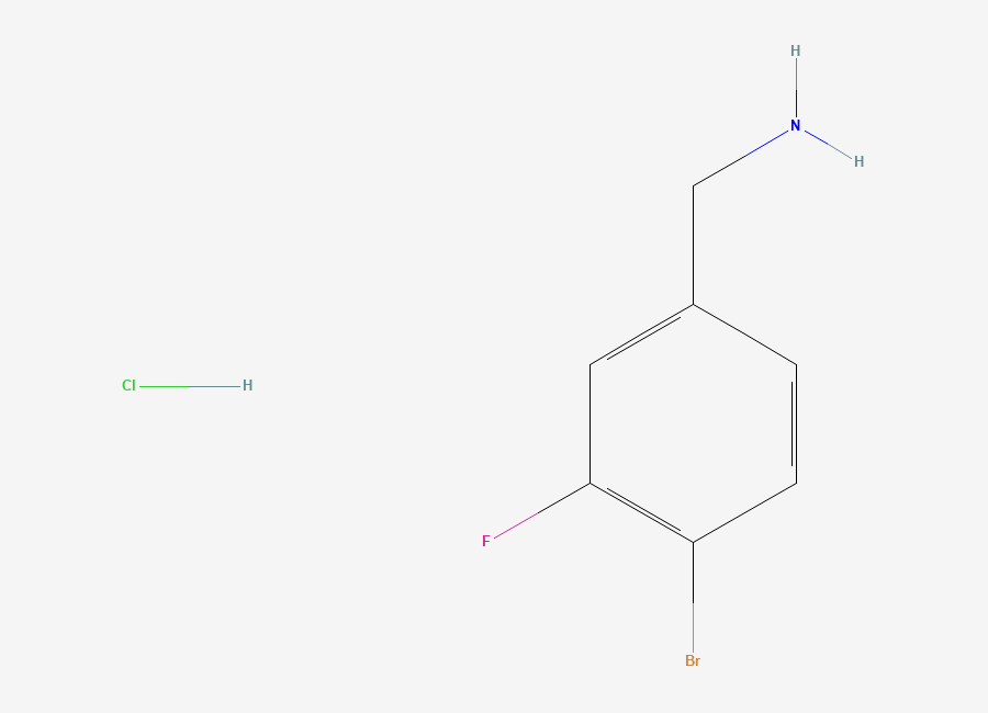 Two-dimensional chemical structure of (4-Bromo-3-fluorophenyl)methanamine hydrochloride
