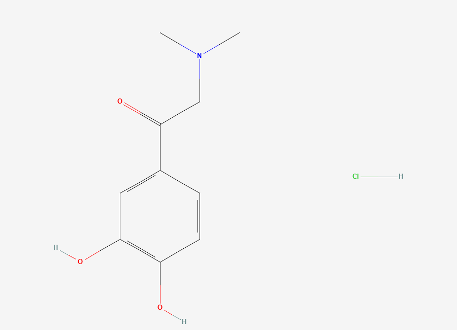 Two-dimensional chemical structure of 1-(3,4-Dihydroxyphenyl)-2-(dimethylamino)ethan-1-one hydrochloride