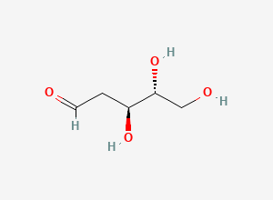 Two-dimensional chemical structure of 2-Deoxyribose, D-