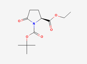 Two-dimensional chemical structure of 1-(1,1-Dimethylethyl) 2-ethyl (2S)-5-oxo-1,2-pyrrolidinedicarboxylate