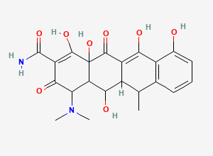 Two-dimensional chemical structure of 4-(Dimethylamino)-3,5,10,12,12a-pentahydroxy-6-methyl-1,11-dioxo-1,4,4a,5,5a,6,11,12a-octahydrotetracene-2-carboxamide