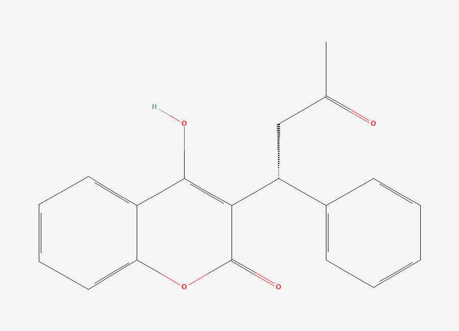 Two-dimensional chemical structure of (R)-Warfarin