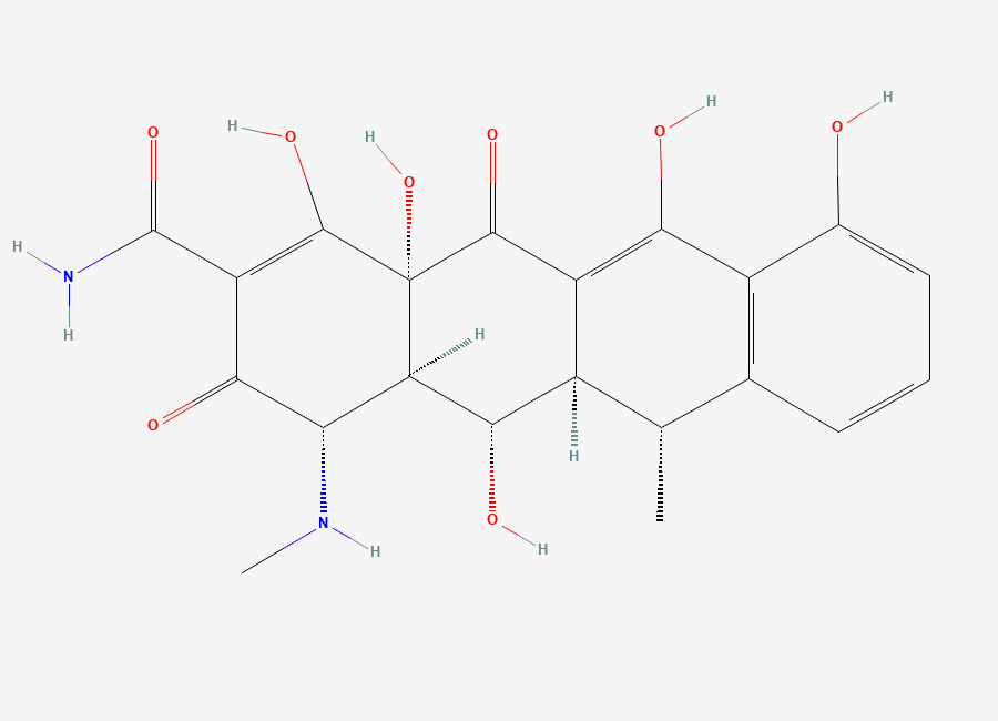 Two-dimensional chemical structure of N-Desmethyl Doxycycline, CAS 86271-83-2