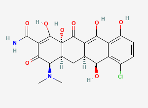 Two-dimensional chemical structure of Chlortetracycline EP Impurity E/ Demeclocycline EP Impurity B/ 4-Epi Demeclocycline/ 4-Epi Demethyl Chlortetracycline, CAS 14206-59-8