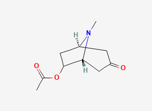 Two-dimensional chemical structure of (1R,5R)-8-Methyl-3-oxo-8-azabicyclo[3.2.1]octan-6-YL acetate