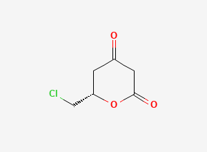 Two-dimensional chemical structure of (S)-6-(Chloromethyl)dihydro-2H-pyran-2,4(3H)-dione, CAS 135999-58-5