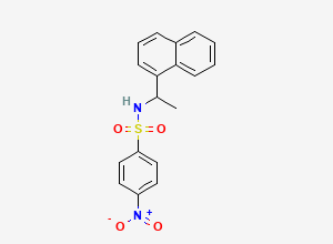 Two-dimensional chemical structure of N-(1-(Naphthalen-1-yl)ethyl)-4-nitrobenzenesulfonamide, CAS 1298419-35-8
