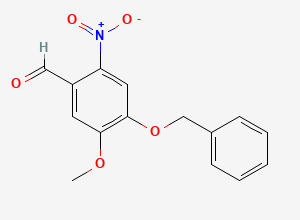 Two-dimensional chemical structure of 4-(Benzyloxy)-5-methoxy-2-nitrobenzaldehyde, CAS 2426-84-8