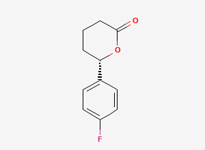 Two-dimensional chemical structure of (6S)-6-(4-fluorophenyl)oxan-2-one