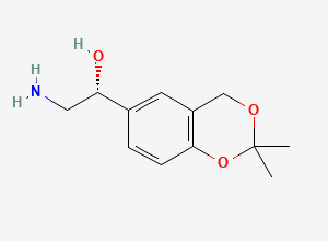 Two-dimensional chemical structure of (1R)-2-Amino-1-(2,2-dimethyl-4H-1,3-benzodioxin-6-YL)ethanol
