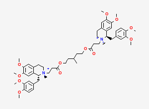 Two-dimensional chemical structure of (1R,2R,1'R,2'R)-2,2'-{(3-Methylpentane-1,5-diyl)bis[oxy(3-oxopropane-3,1-diyl)]}bis{1-[(3,4-dimethoxyphenyl)methyl]-6,7-dimethoxy-2-methyl-1,2,3,4-tetrahydroisoquinolin-2-ium}