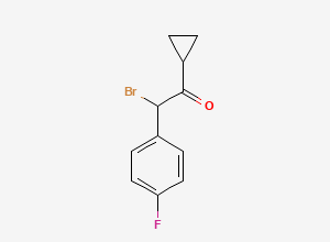 Two-dimensional chemical structure of 2-Bromo-1-cyclopropyl-2-(4-fluorophenyl)ethanone, CAS 1359829-52-9