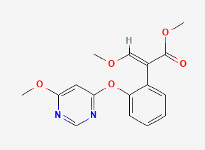 Two-dimensional chemical structure of (E)-methyl 3-methoxy-2-(2-((6-methoxypyrimidin-4-yl)oxy)phenyl)acrylate, CAS 475479-10-8