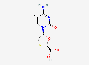 Two-dimensional chemical structure of Emtricitabine Carboxylic Acid Impurity / Emtricitabine IP Impurity A, CAS 1238210-10-0