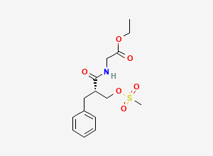 Two-dimensional chemical structure of Ethyl (S)-(2-benzyl-3-((methylsulfonyl)oxy)propanoyl)glycinate, CAS 1314751-85-3