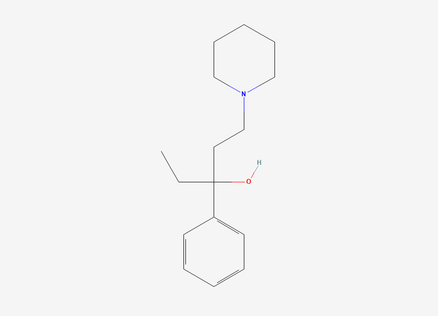 Two-dimensional chemical structure of alpha-Ethyl-alpha-phenyl-1-piperidinepropanol, CAS 6853-22-1