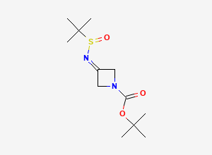 Two-dimensional chemical structure of tert-Butyl 3-[(2-methylpropane-2-sulfinyl)imino]azetidine-1-carboxylate