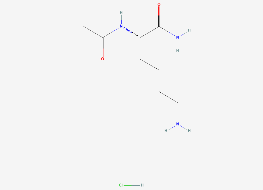 Two-dimensional chemical structure of (S)-2-Acetamido-6-aminohexanamide hydrochloride