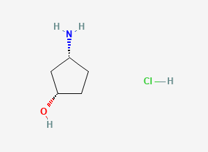 Two-dimensional chemical structure of (1S,3R)-3-Aminocyclopentanol hydrochloride