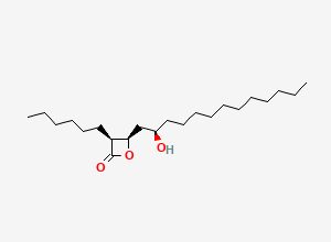 Two-dimensional chemical structure of (3S,4R)-3-hexyl-4-[(2R)-2-hydroxytridecyl]oxetan-2-one