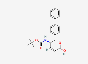 Two-dimensional chemical structure of (Z)-(R)-5-Biphenyl-4-yl-4-tert-butoxycarbonylamino-2-methylpent-2-enoic acid