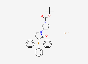 Two-dimensional chemical structure of ((3'S)-1'-(tert-Butoxycarbonyl)-2-oxo-[1,3'-bipyrrolidin]-3-yl)triphenylphosphonium bromide