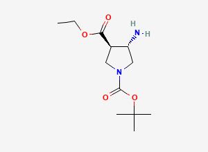Two-dimensional chemical structure of (3R,4S)-1-tert-Butyl 3-ethyl 4-aminopyrrolidine-1,3-dicarboxylate
