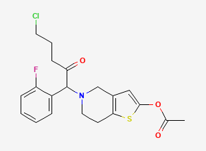 Two-dimensional chemical structure of Prasugrel EP Impurity E / Prasugrel CATP Impurity / Prasugrel Chlorobutyryl Analog, CAS 1056459-37-0